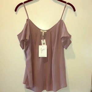 Joie Adorlee silk cold shoulder top in Thistle